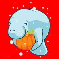 Manatee Pumpkin Fall Halloween Thanksgiving Sea Cow Gift Santa Hat thumb 1