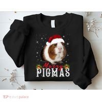 Merry Pigmas Face Mask Funny Guinea Pig Christmas Santa Xmas Sweatshirt thumb 2