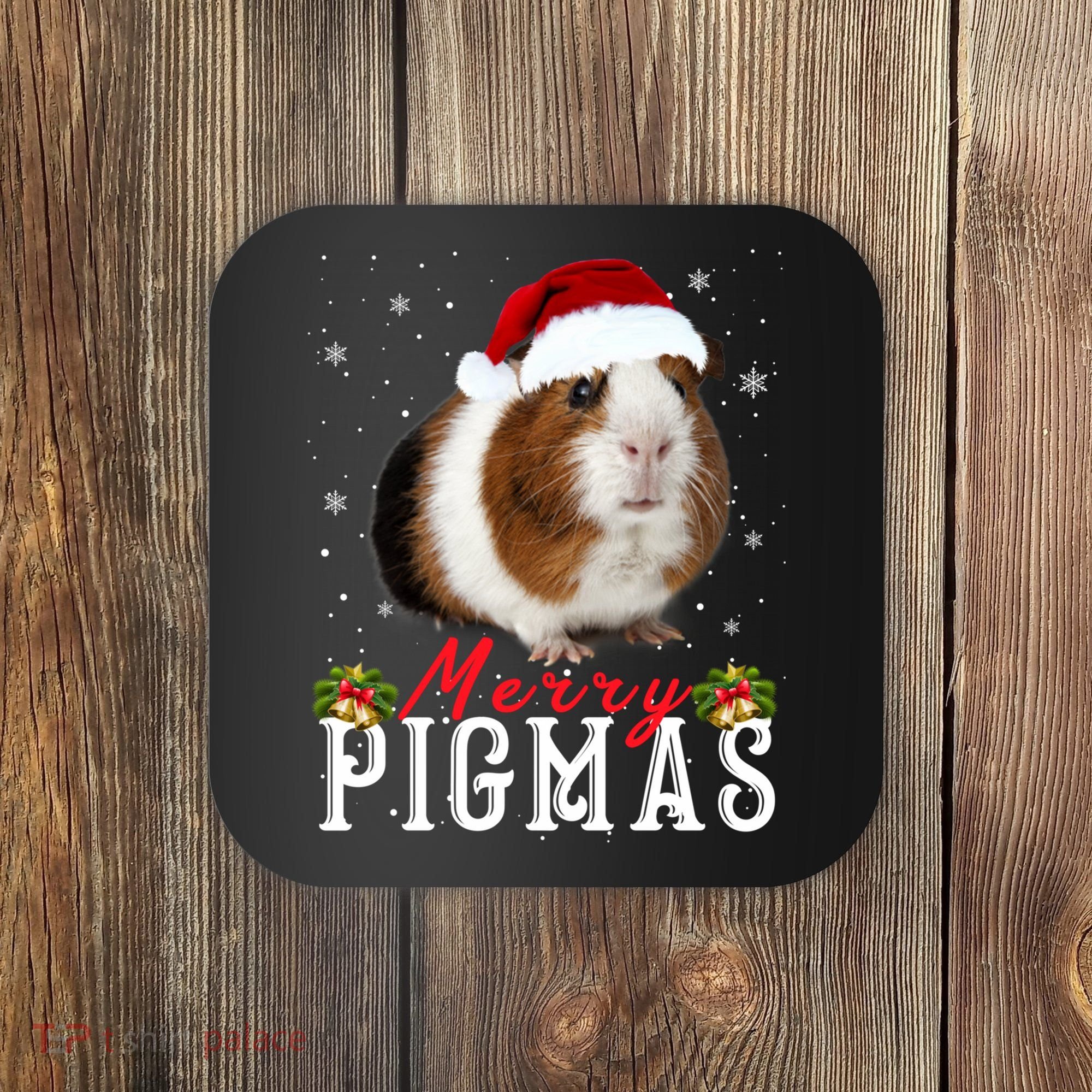 Merry Pigmas Face Mask Funny Guinea Pig Christmas Santa Xmas Coaster