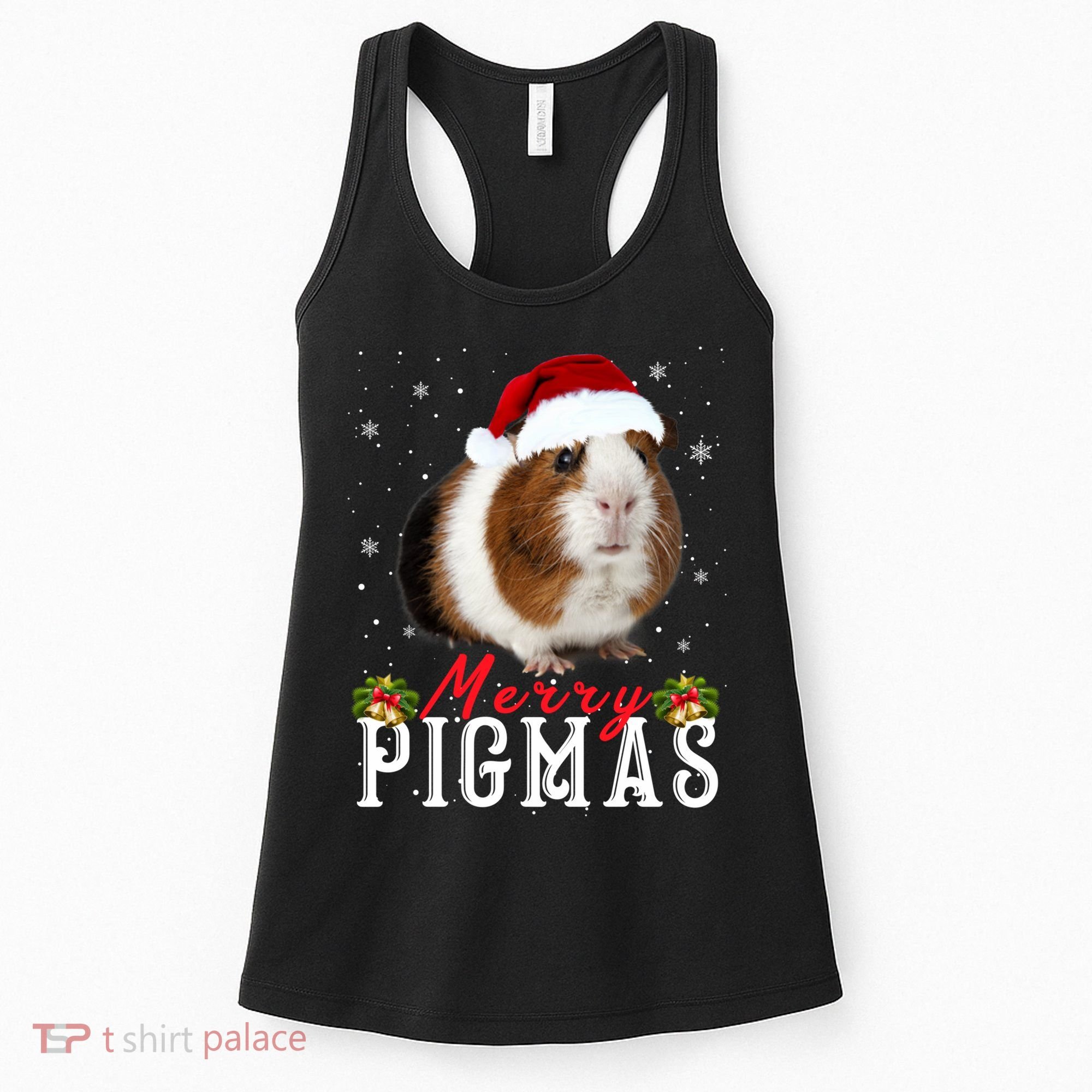 Merry Pigmas Face Mask Funny Guinea Pig Christmas Santa Xmas Women's Tank Top