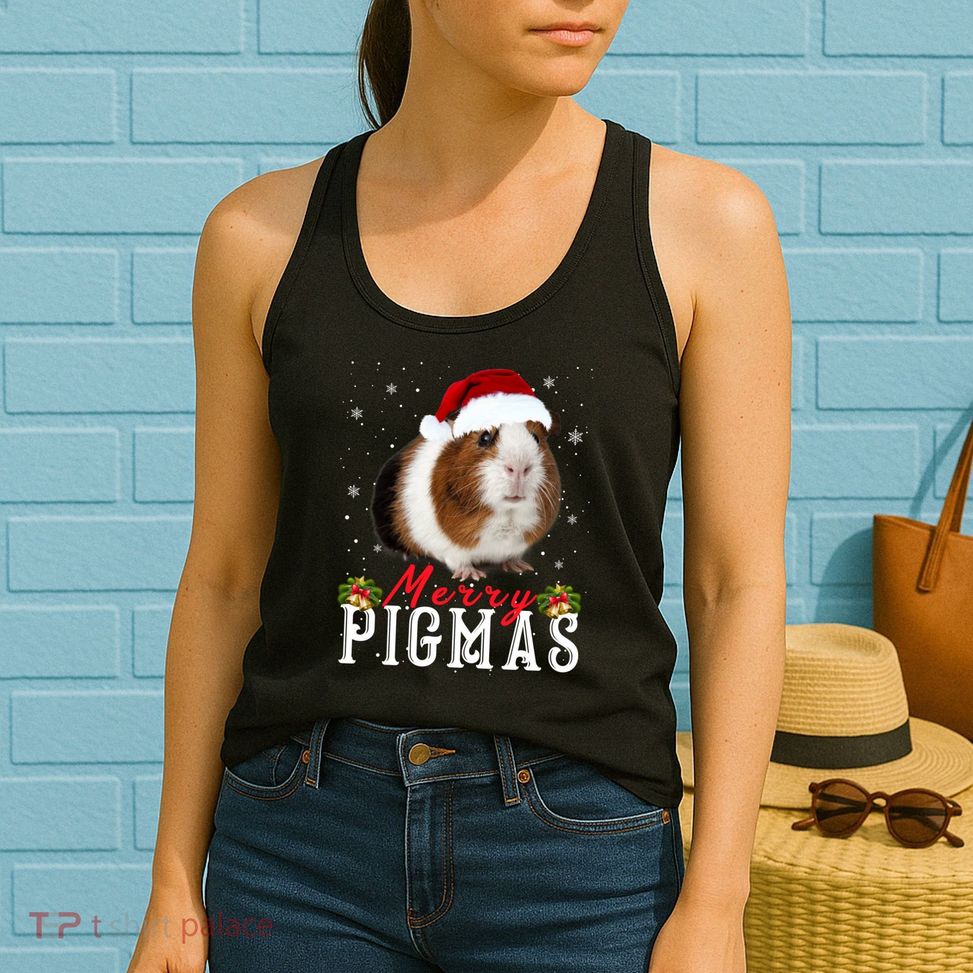 Merry Pigmas Face Mask Funny Guinea Pig Christmas Santa Xmas Women's Tank Top
