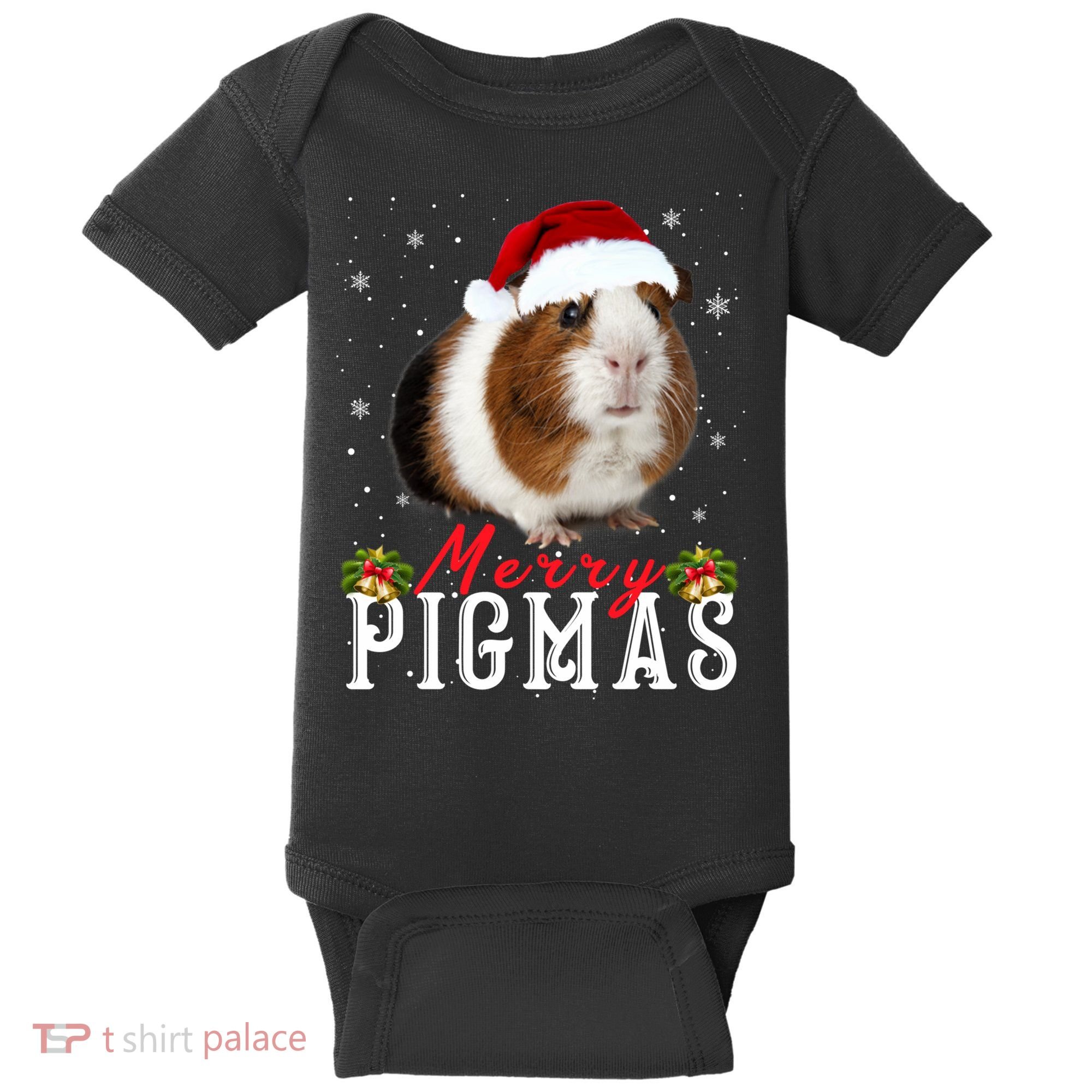 Merry Pigmas Face Mask Funny Guinea Pig Christmas Santa Xmas Baby Bodysuit