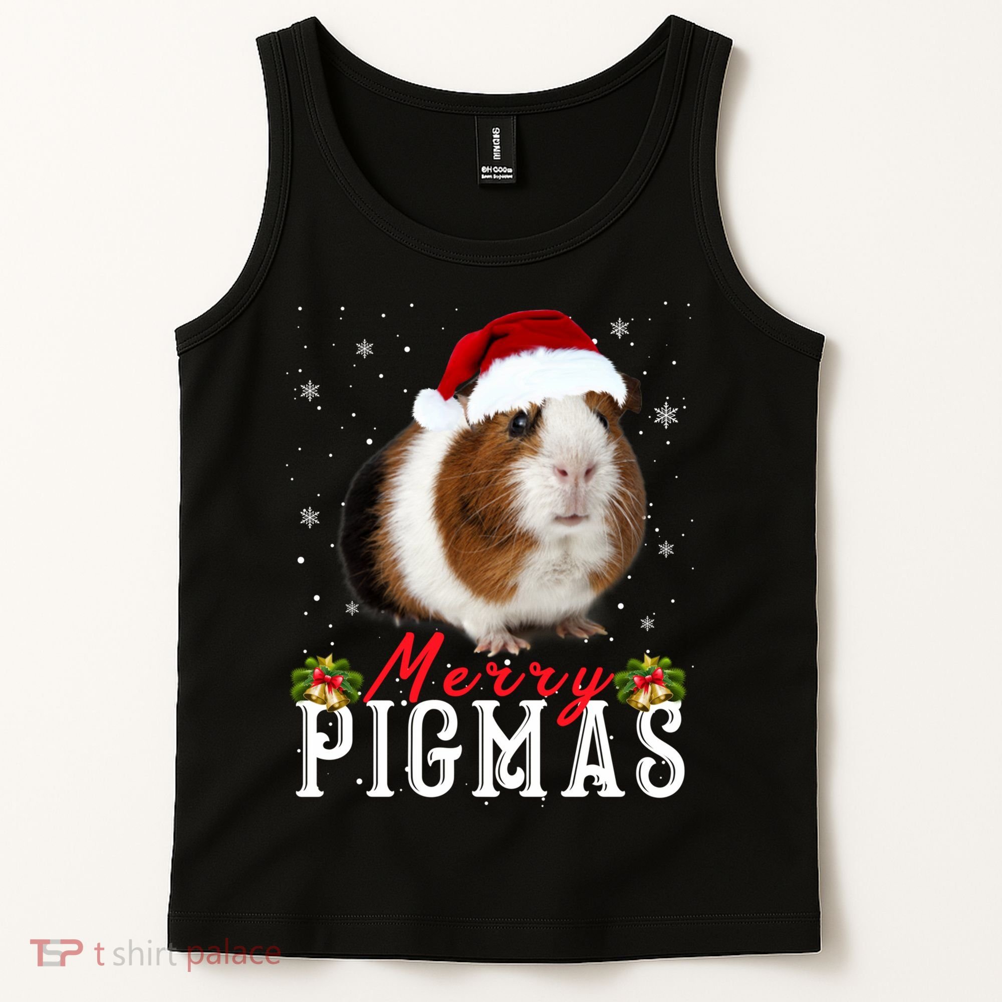 Merry Pigmas Face Mask Funny Guinea Pig Christmas Santa Xmas Tank Top