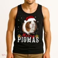 Merry Pigmas Face Mask Funny Guinea Pig Christmas Santa Xmas Tank Top thumb 3
