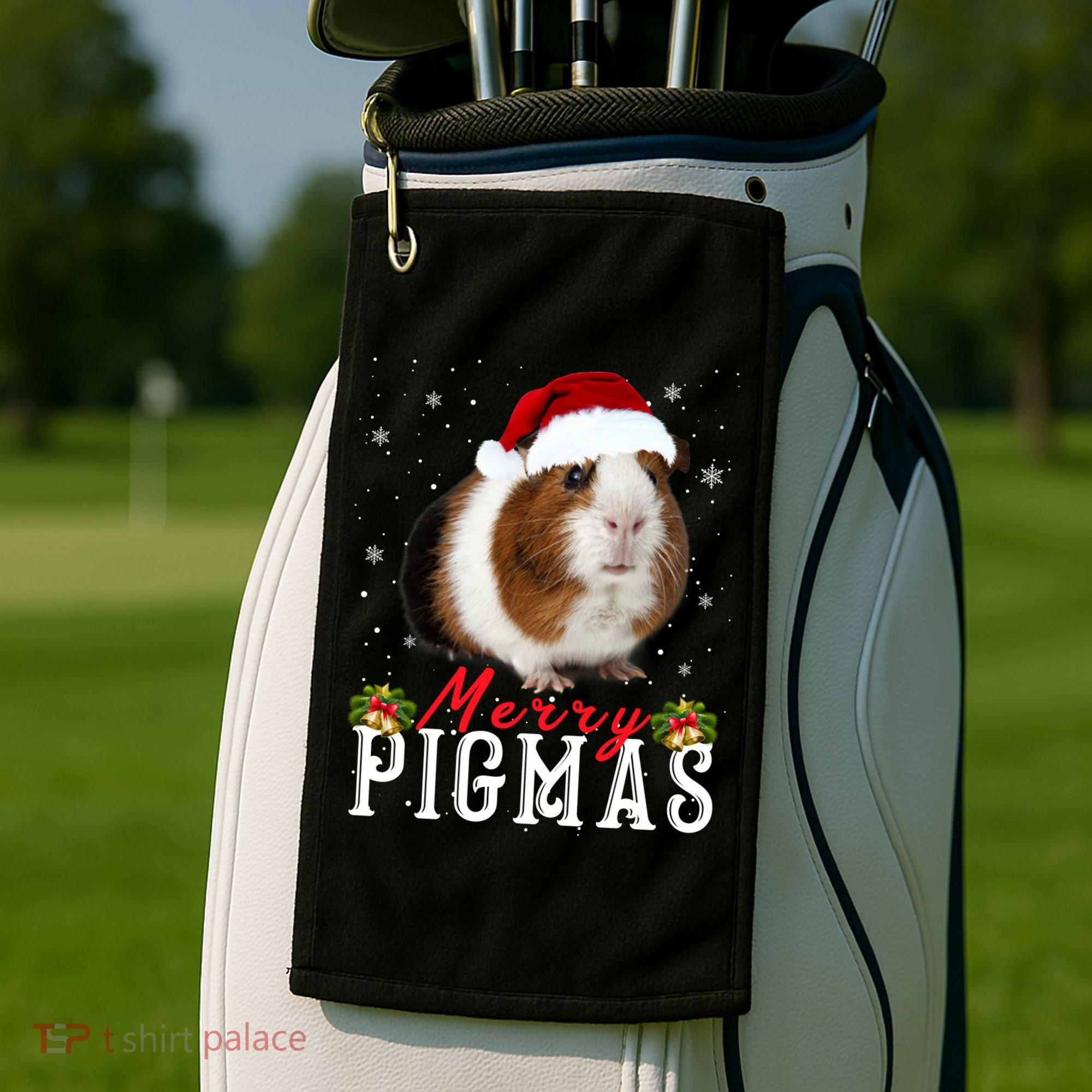 Merry Pigmas Face Mask Funny Guinea Pig Christmas Santa Xmas Golf Towel