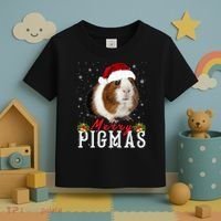 Merry Pigmas Face Mask Funny Guinea Pig Christmas Santa Xmas Toddler T-Shirt thumb 3