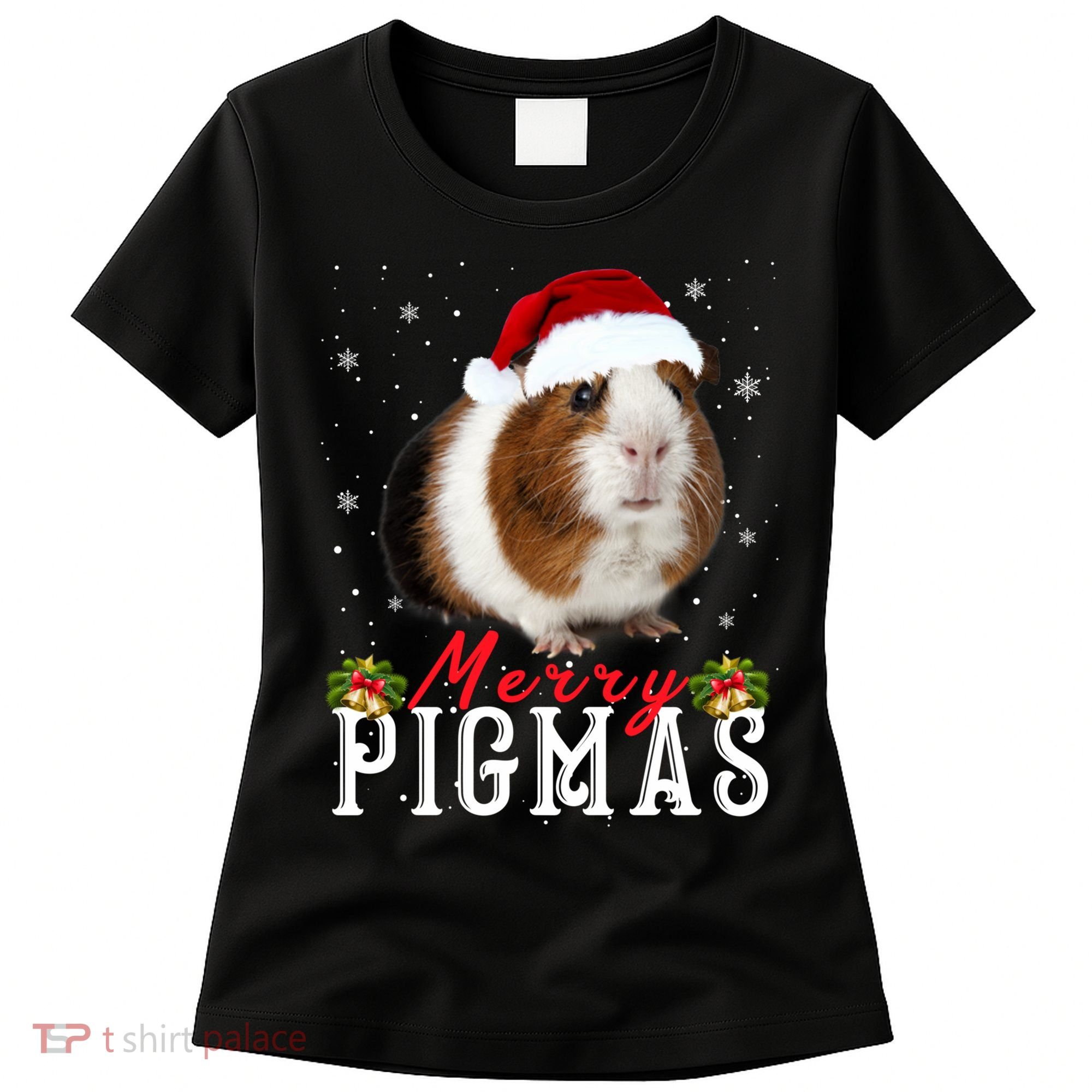Merry Pigmas Face Mask Funny Guinea Pig Christmas Santa Xmas Women's T-Shirt