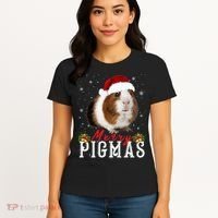 Merry Pigmas Face Mask Funny Guinea Pig Christmas Santa Xmas Women's T-Shirt thumb 4