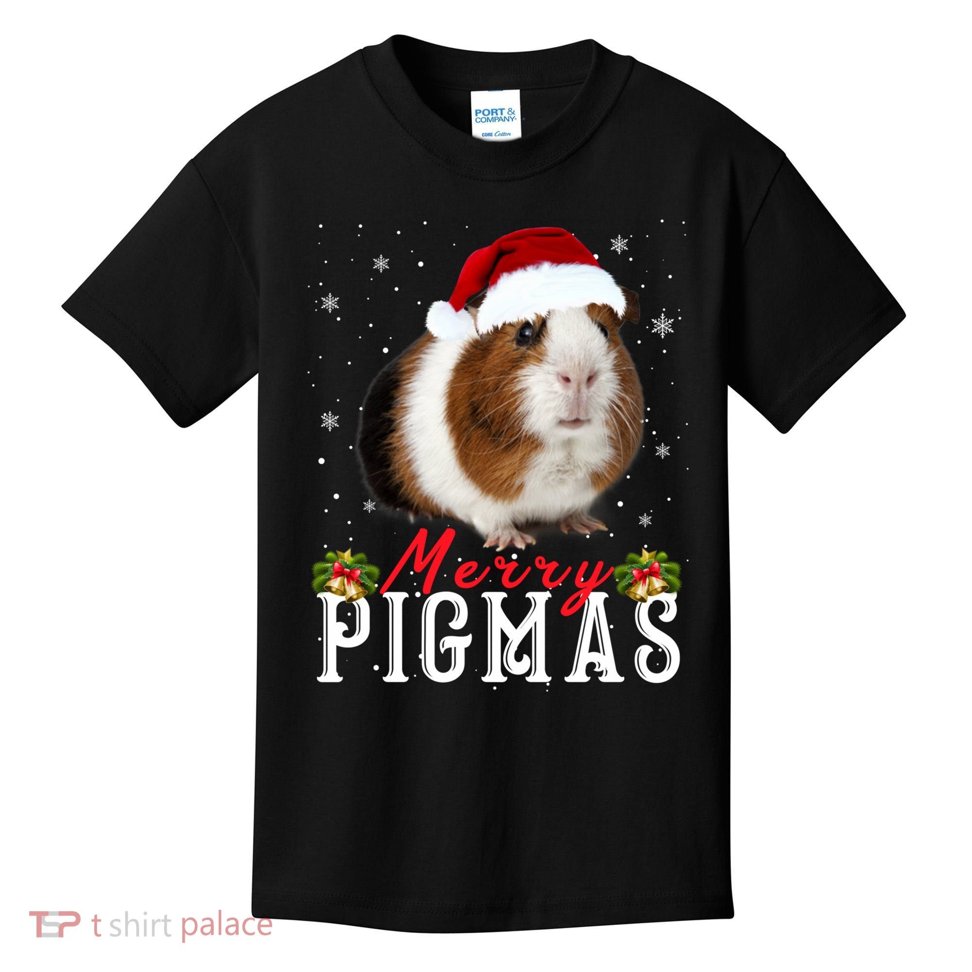 Merry Pigmas Face Mask Funny Guinea Pig Christmas Santa Xmas Kids T-Shirt