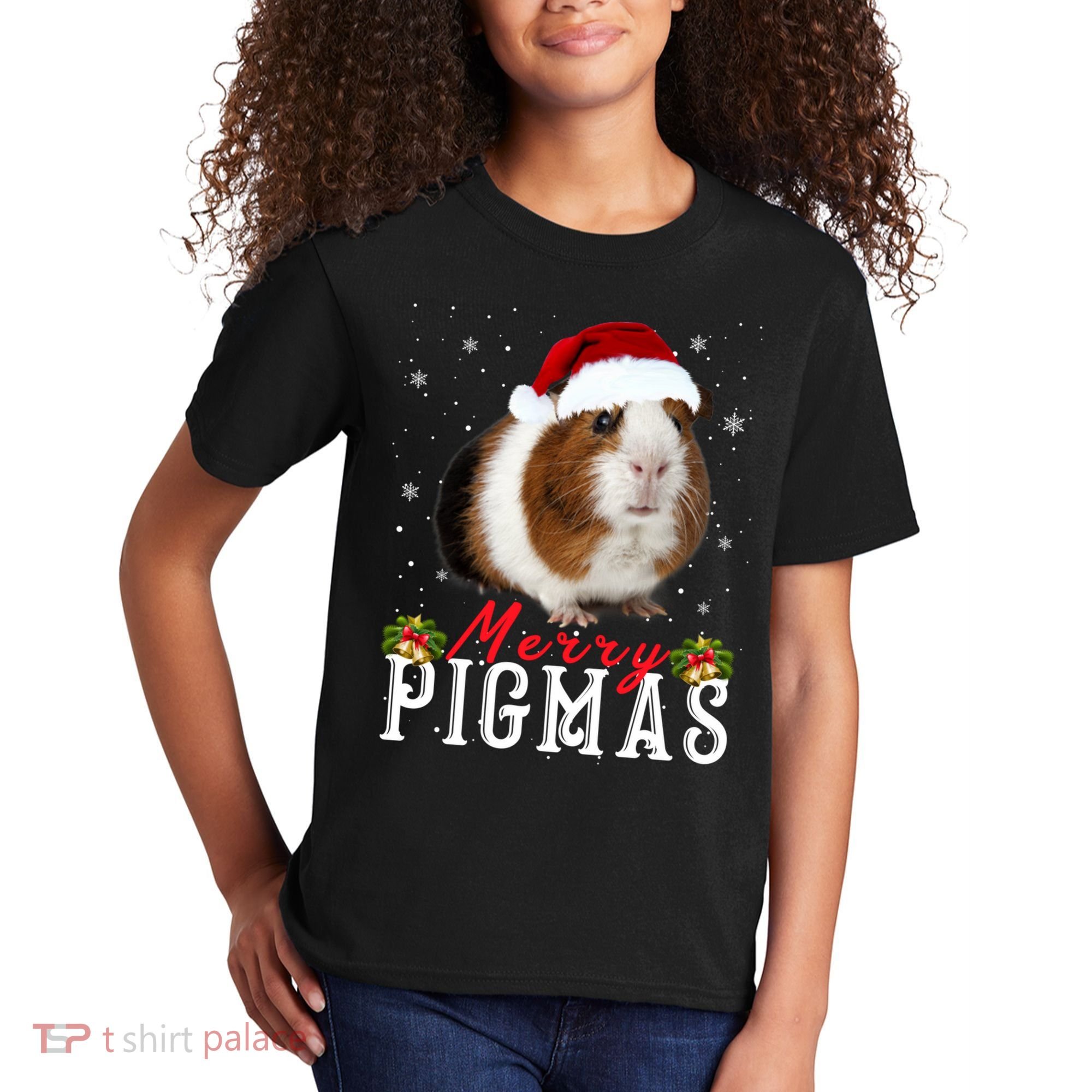 Merry Pigmas Face Mask Funny Guinea Pig Christmas Santa Xmas Kids T-Shirt