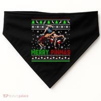 Merry Pinmas Funny Christmas Sweater Santa Wrestling Group USA-Made Doggie Bandana thumb 0