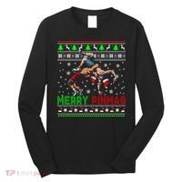 Merry Pinmas Funny Christmas Sweater Santa Wrestling Group Long Sleeve Shirt thumb 0