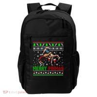 Merry Pinmas Funny Christmas Sweater Santa Wrestling Group Backpack thumb 0