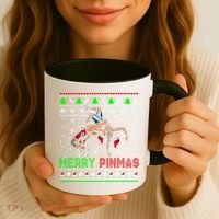 Merry Pinmas Funny Christmas Sweater Santa Wrestling Group Coffee Mug thumb 3