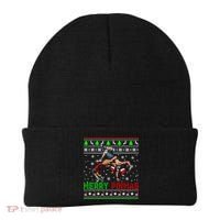 Merry Pinmas Funny Christmas Sweater Santa Wrestling Group Beanie thumb 0