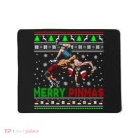 Merry Pinmas Funny Christmas Sweater Santa Wrestling Group Mousepad thumb 0