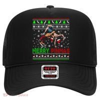 Merry Pinmas Funny Christmas Sweater Santa Wrestling Group Hat thumb 0