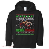 Merry Pinmas Funny Christmas Sweater Santa Wrestling Group Toddler Hoodie thumb 0
