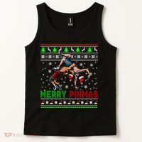 Merry Pinmas Funny Christmas Sweater Santa Wrestling Group Tank Top thumb 2