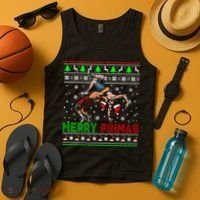 Merry Pinmas Funny Christmas Sweater Santa Wrestling Group Tank Top thumb 4