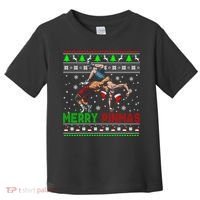 Merry Pinmas Funny Christmas Sweater Santa Wrestling Group Toddler T-Shirt thumb 0