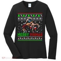 Merry Pinmas Funny Christmas Sweater Santa Wrestling Group Women's Long Sleeve Shirt thumb 0