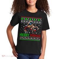 Merry Pinmas Funny Christmas Sweater Santa Wrestling Group Kids T-Shirt thumb 2