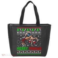 Merry Pinmas Funny Christmas Sweater Santa Wrestling Group Tote Bag thumb 0