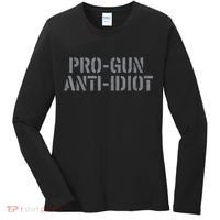 Mens Pro Gun Anti Idiot Women's Long Sleeve Shirt thumb 0