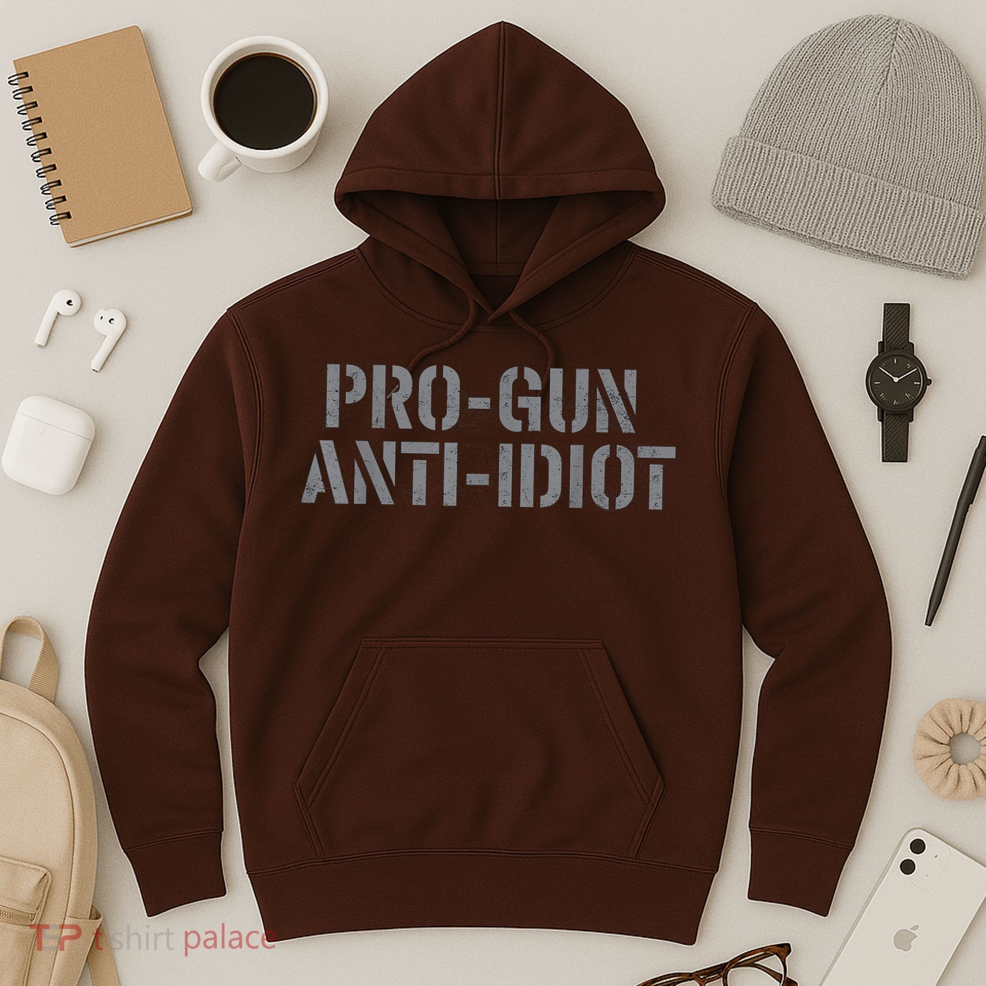 Mens Pro Gun Anti Idiot Hoodie