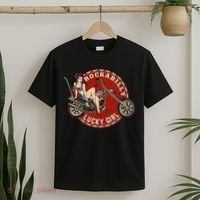 Motorcycle Pinup Girl Old School Rockabilly Lucky Girl T-Shirt thumb 2