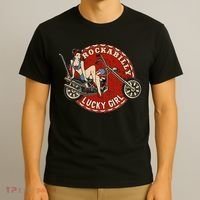 Motorcycle Pinup Girl Old School Rockabilly Lucky Girl T-Shirt thumb 3