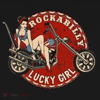 Motorcycle Pinup Girl Old School Rockabilly Lucky Girl Women's Hoodie thumb 2