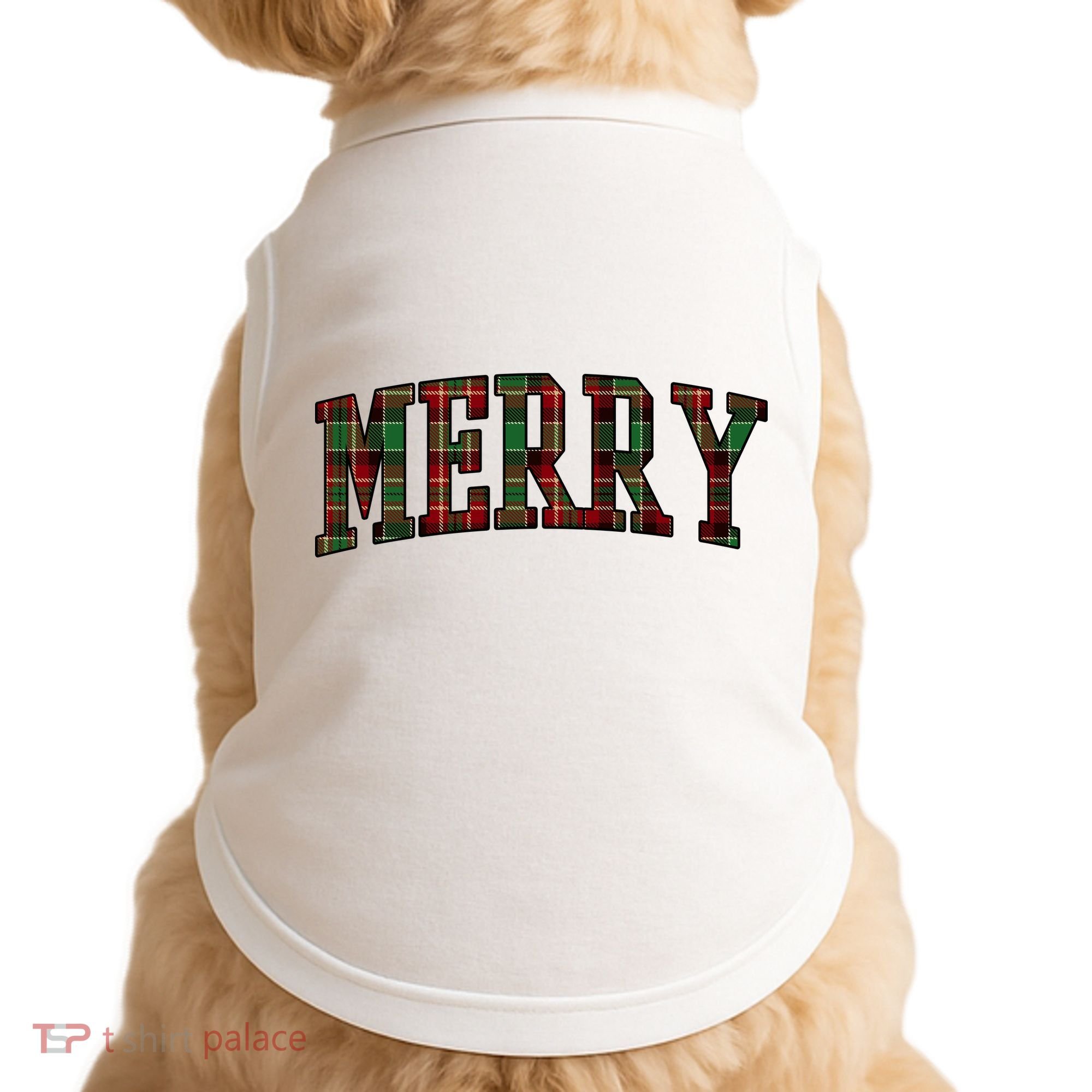 Merry Plaid Holiday Christmas Doggie Tank
