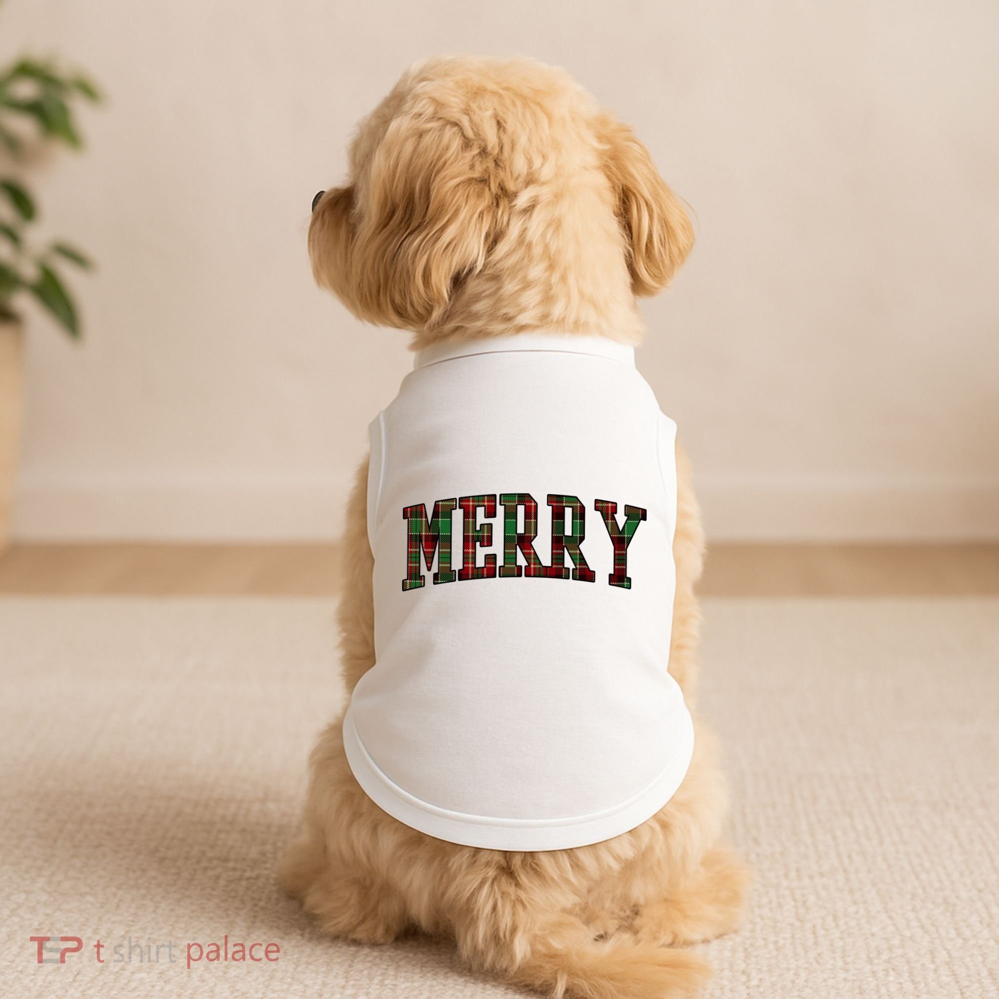 Merry Plaid Holiday Christmas Doggie Tank