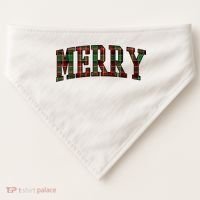 Merry Plaid Holiday Christmas USA-Made Doggie Bandana thumb 0