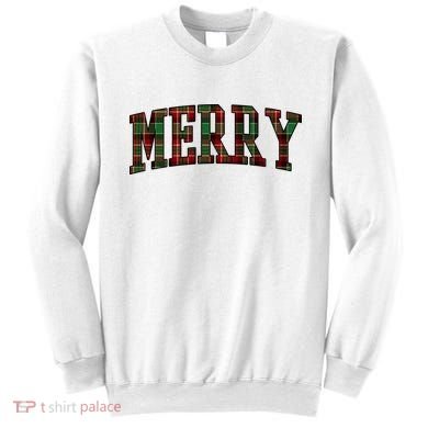 Merry Plaid Holiday Christmas Sweatshirt