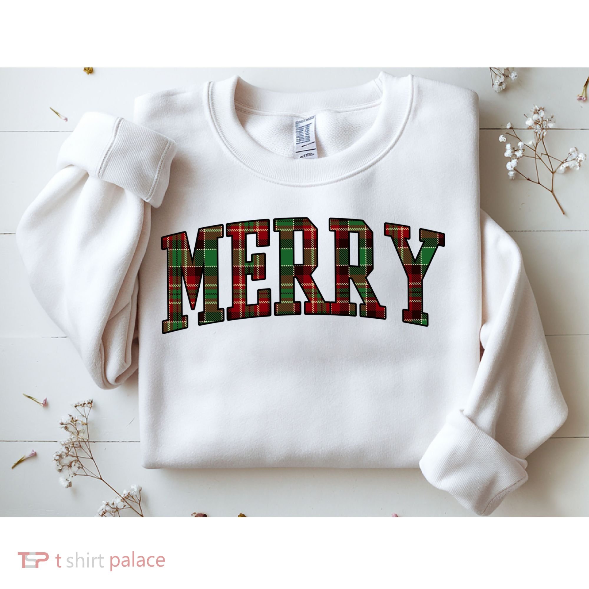 Merry Plaid Holiday Christmas Sweatshirt