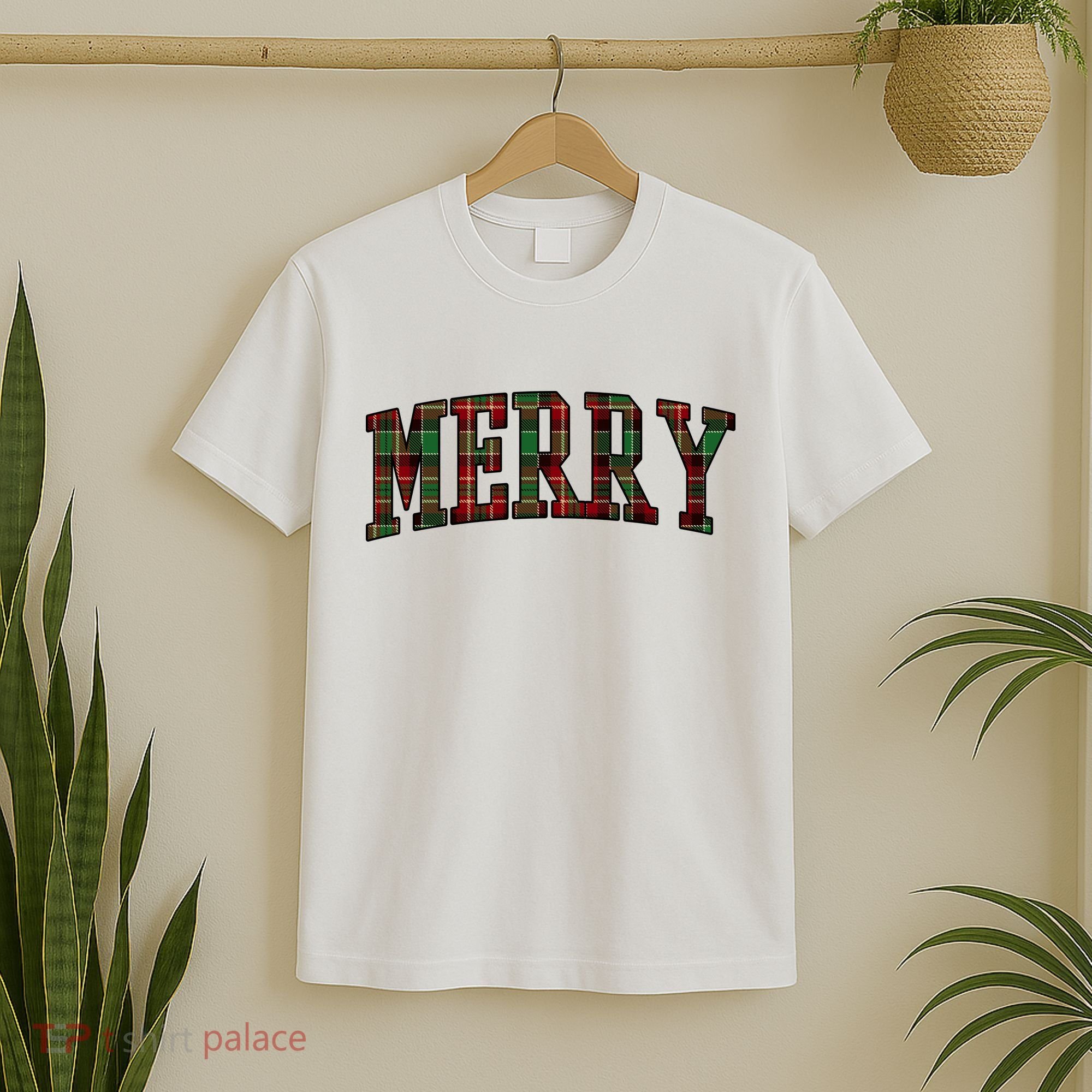 Merry Plaid Holiday Christmas T-Shirt