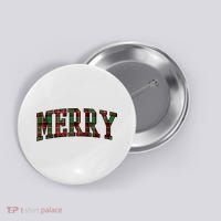 Merry Plaid Holiday Christmas Button thumb 0