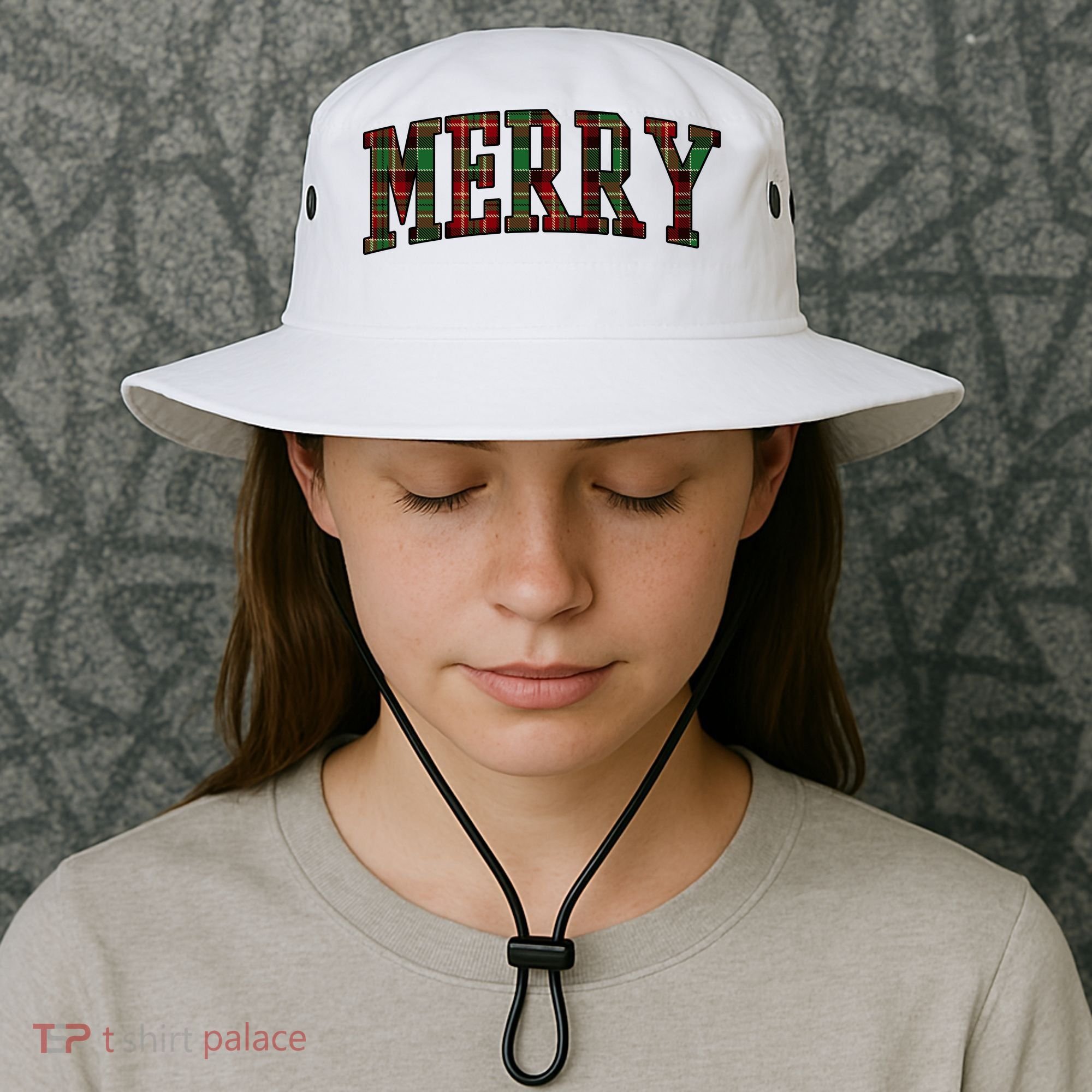 Merry Plaid Holiday Christmas Bucket Hat