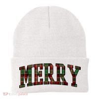 Merry Plaid Holiday Christmas Beanie thumb 0