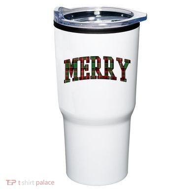 Merry Plaid Holiday Christmas Tumbler