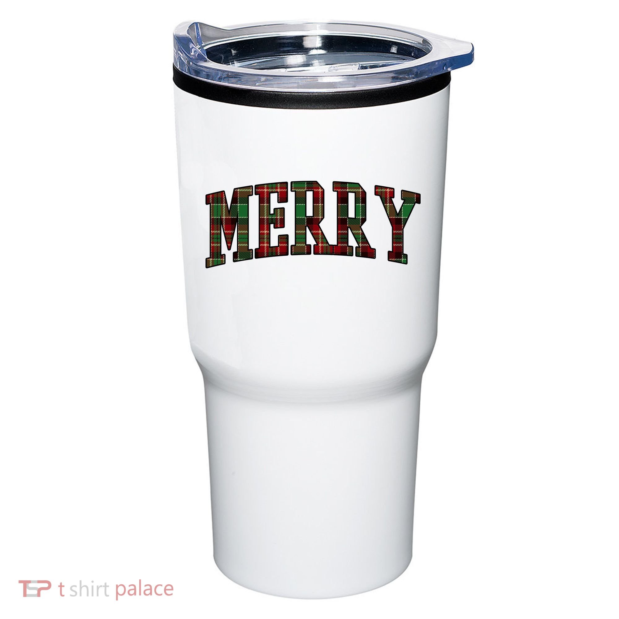 Merry Plaid Holiday Christmas Tumbler