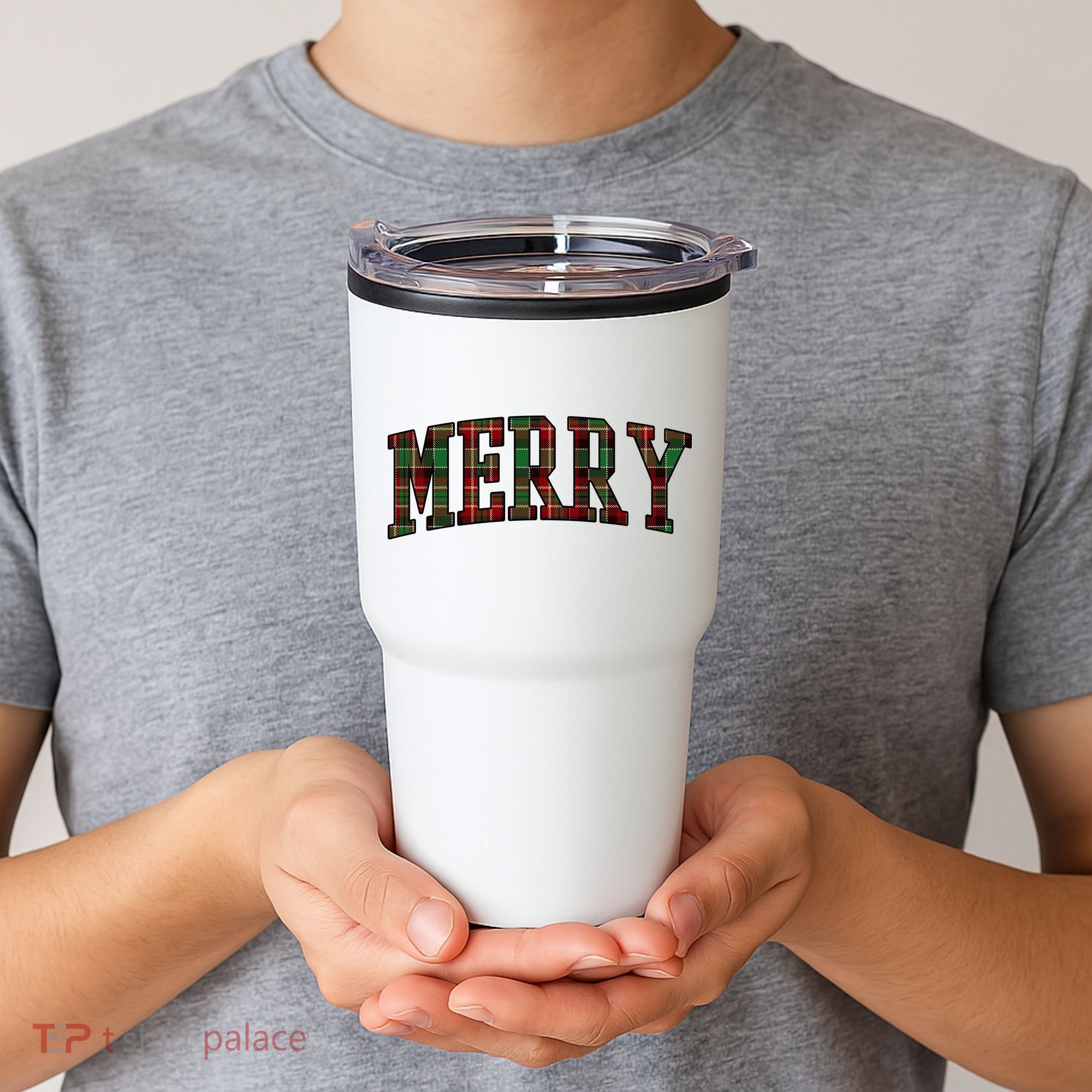 Merry Plaid Holiday Christmas Tumbler