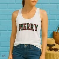 Merry Plaid Holiday Christmas Women's Tank Top thumb 2
