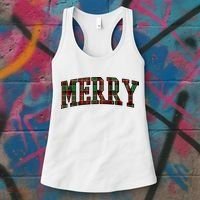 Merry Plaid Holiday Christmas Women's Tank Top thumb 3
