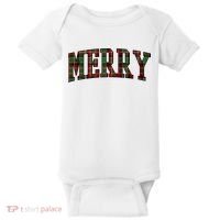 Merry Plaid Holiday Christmas Baby Bodysuit thumb 0
