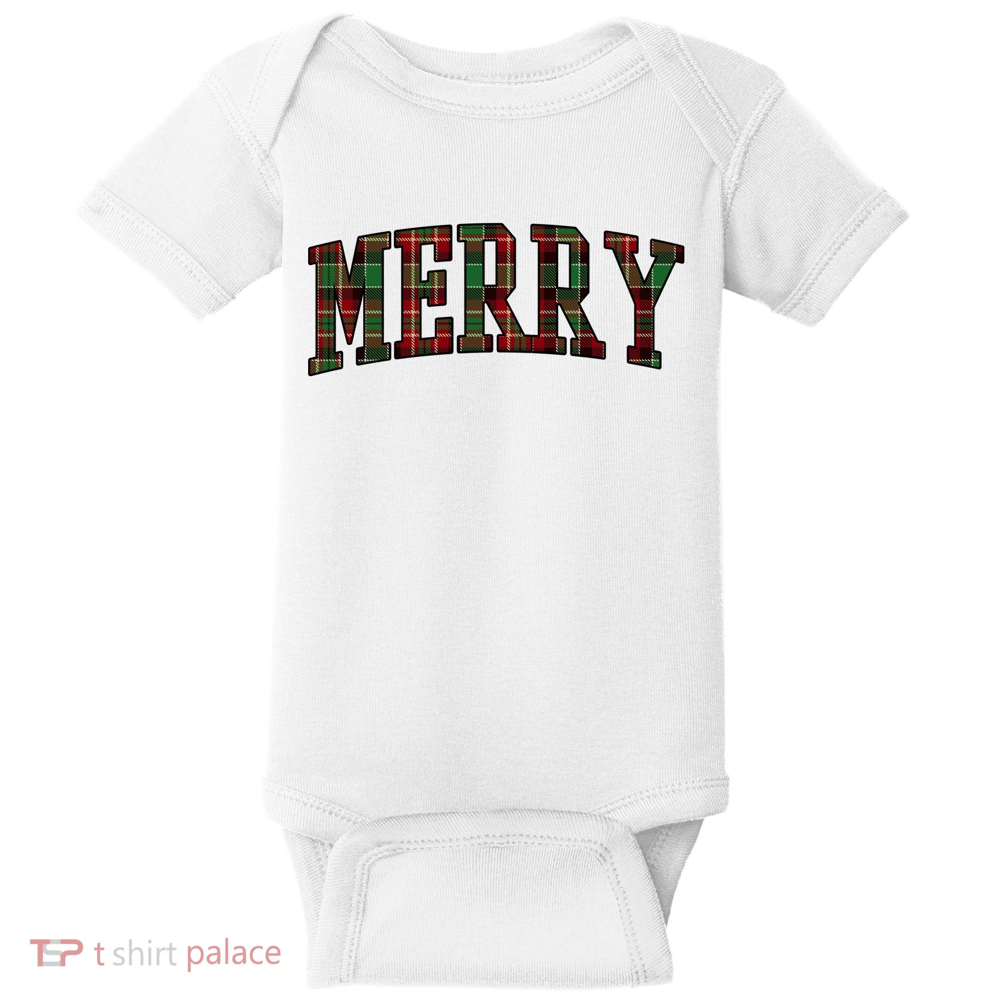 Merry Plaid Holiday Christmas Baby Bodysuit
