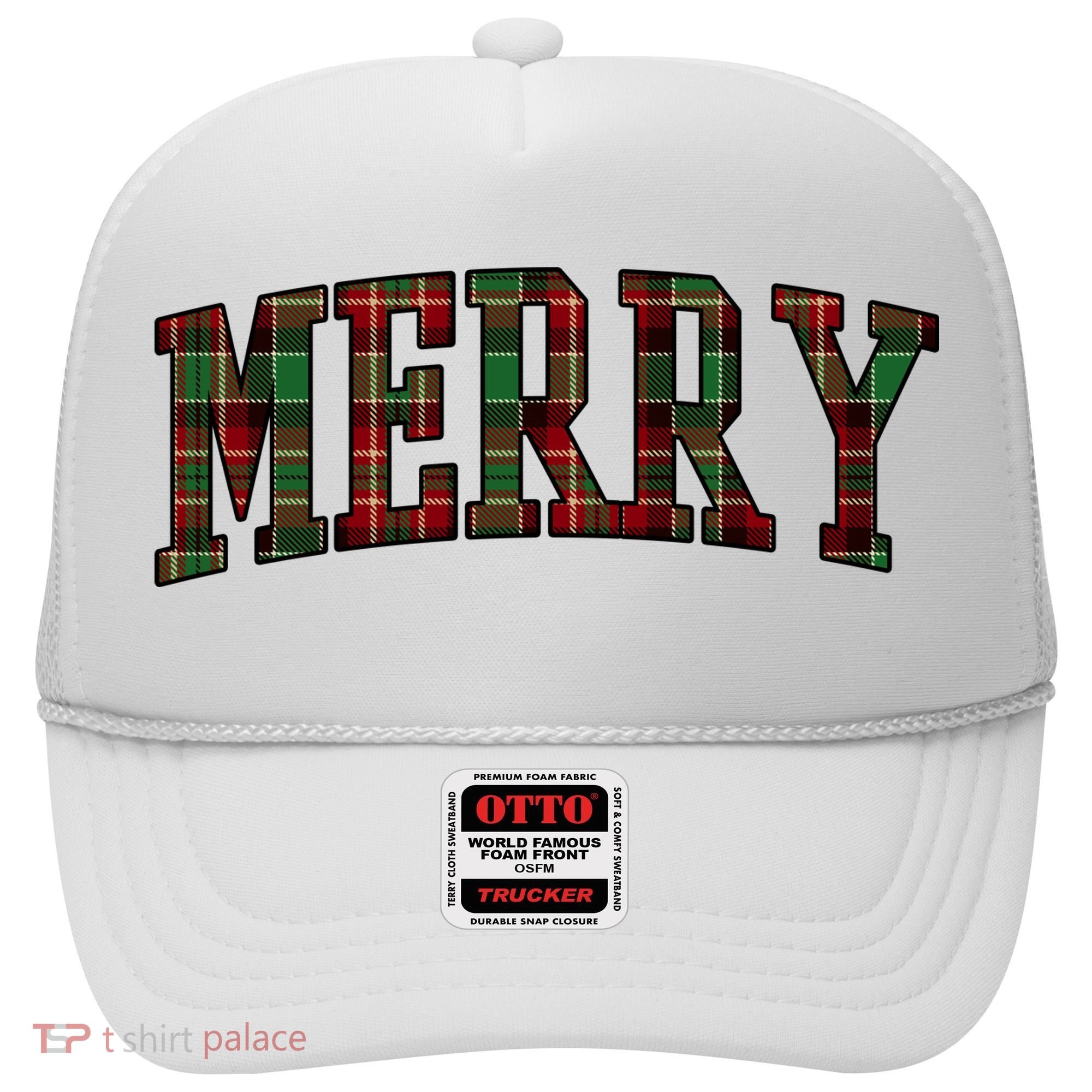 Merry Plaid Holiday Christmas Hat